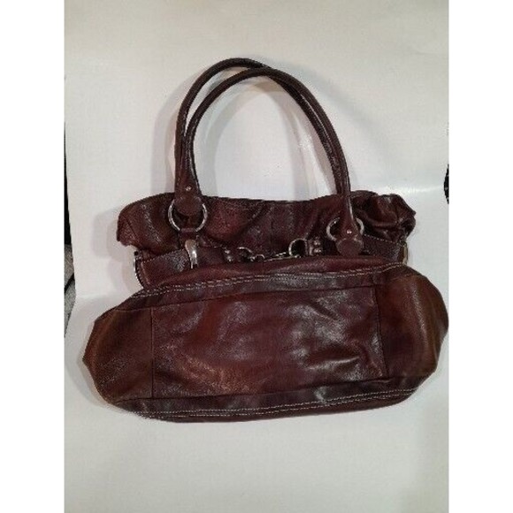 Leather Purse B.MAKOWSKY Raisin Brown Belted Clip Shoulder Bag -VERY NICE - Picture 5 of 16